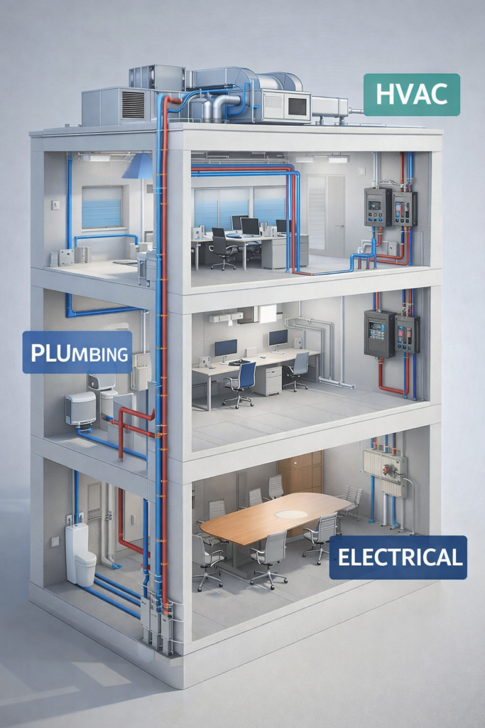 sistem MEP pada bangunan yang mendukung kenyamanan dan fungsi gedung secara optimal