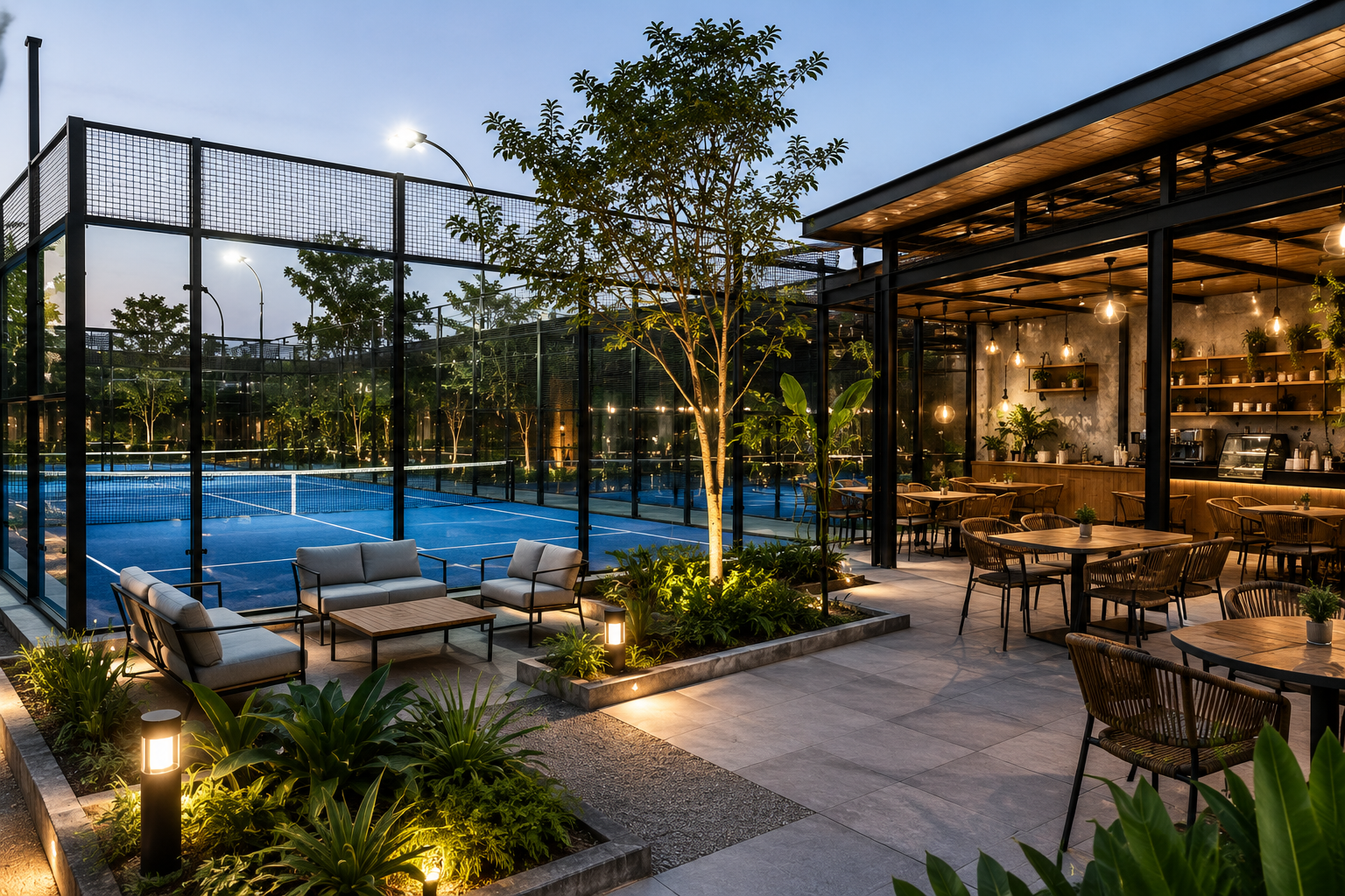Konsep Lapangan Padel dan Kafe yang Menguntungkan